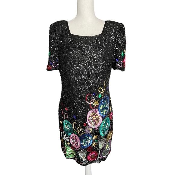 Laurence Kazar Dresses & Skirts - Laurence kazar vintage sequin New Year’s Eve mini dress multicolor size large